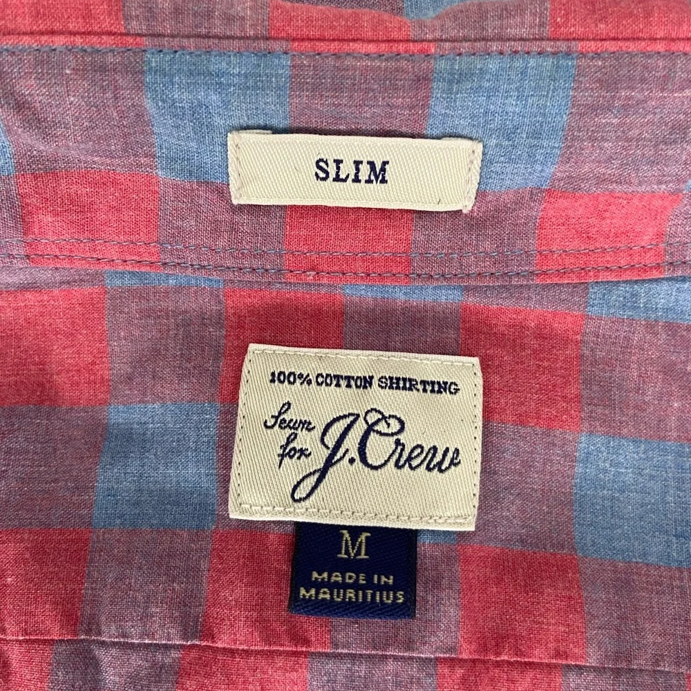 J. Crew Slim Fit Red and Blue Check Button-Down Shirt